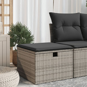 Sgabello Giardino con Cuscino Grigio 55x55x37 cm in Polyrattan 366118