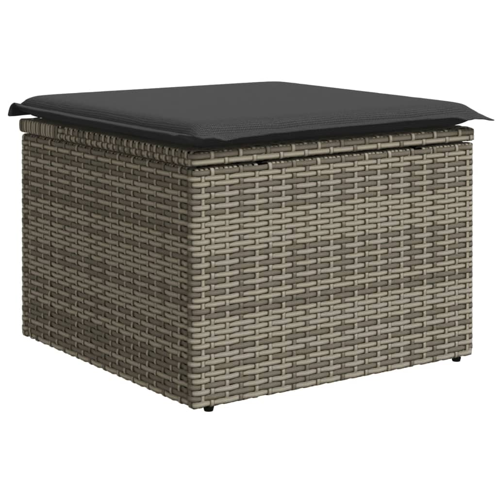 Sgabello Giardino con Cuscino Grigio 55x55x37 cm in Polyrattan 366119