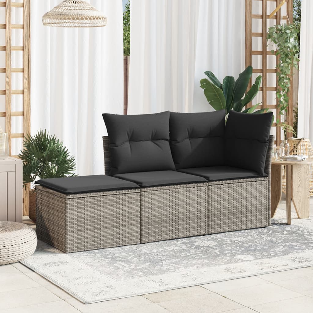 Sgabello Giardino con Cuscino Grigio 55x55x37 cm in Polyrattan 366119