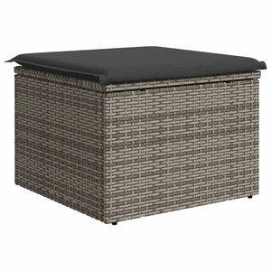 Sgabello Giardino con Cuscino Grigio 55x55x37 cm in Polyrattan 366119