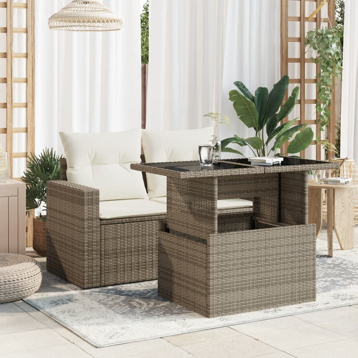 Tavolo da Giardino Piano in Vetro Grigio 100x55x73cm Polyrattan 366121