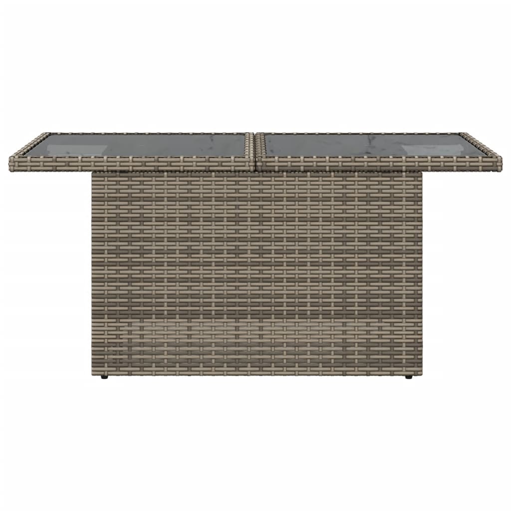 Tavolo da Giardino Piano in Vetro Grigio 100x55x73cm Polyrattan 366121