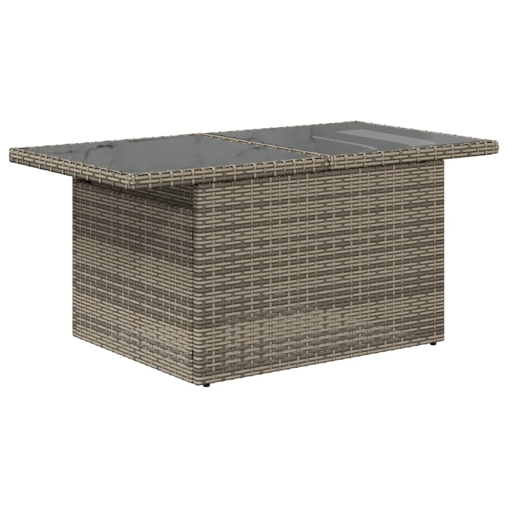 Tavolo da Giardino Piano in Vetro Grigio 100x55x73cm Polyrattan 366121