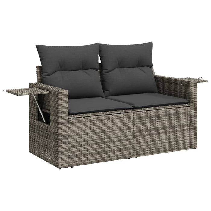 Divano da Giardino con Cuscini 2 Posti Grigio in Polyrattan 366123