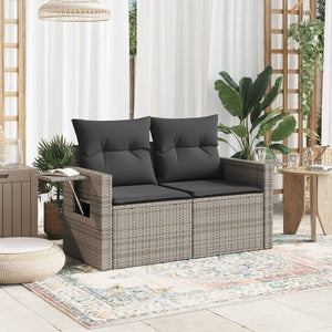 Divano da Giardino con Cuscini 2 Posti Grigio in Polyrattan 366123