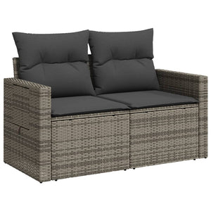 Divano da Giardino con Cuscini 2 Posti Grigio in Polyrattan 366123