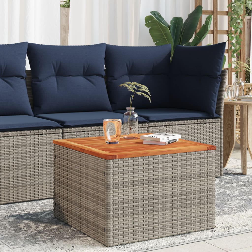 Tavolo da Giardino Grigio 55x55x37 cm Polyrattan e Legno Acacia 366126