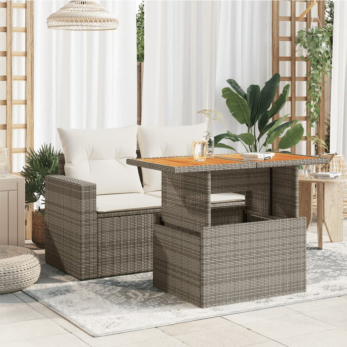 Tavolo Giardino Grigio 100x55x73 cm Polyrattan e Legno Acacia 366127