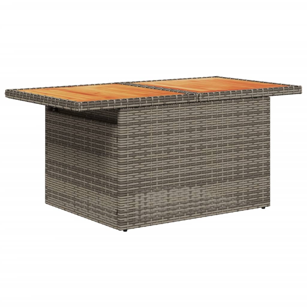 Tavolo Giardino Grigio 100x55x73 cm Polyrattan e Legno Acacia 366127