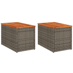 Tavolini Giardino 2pz Grigi 55x34x37 Polyrattan Legno Massello 366131