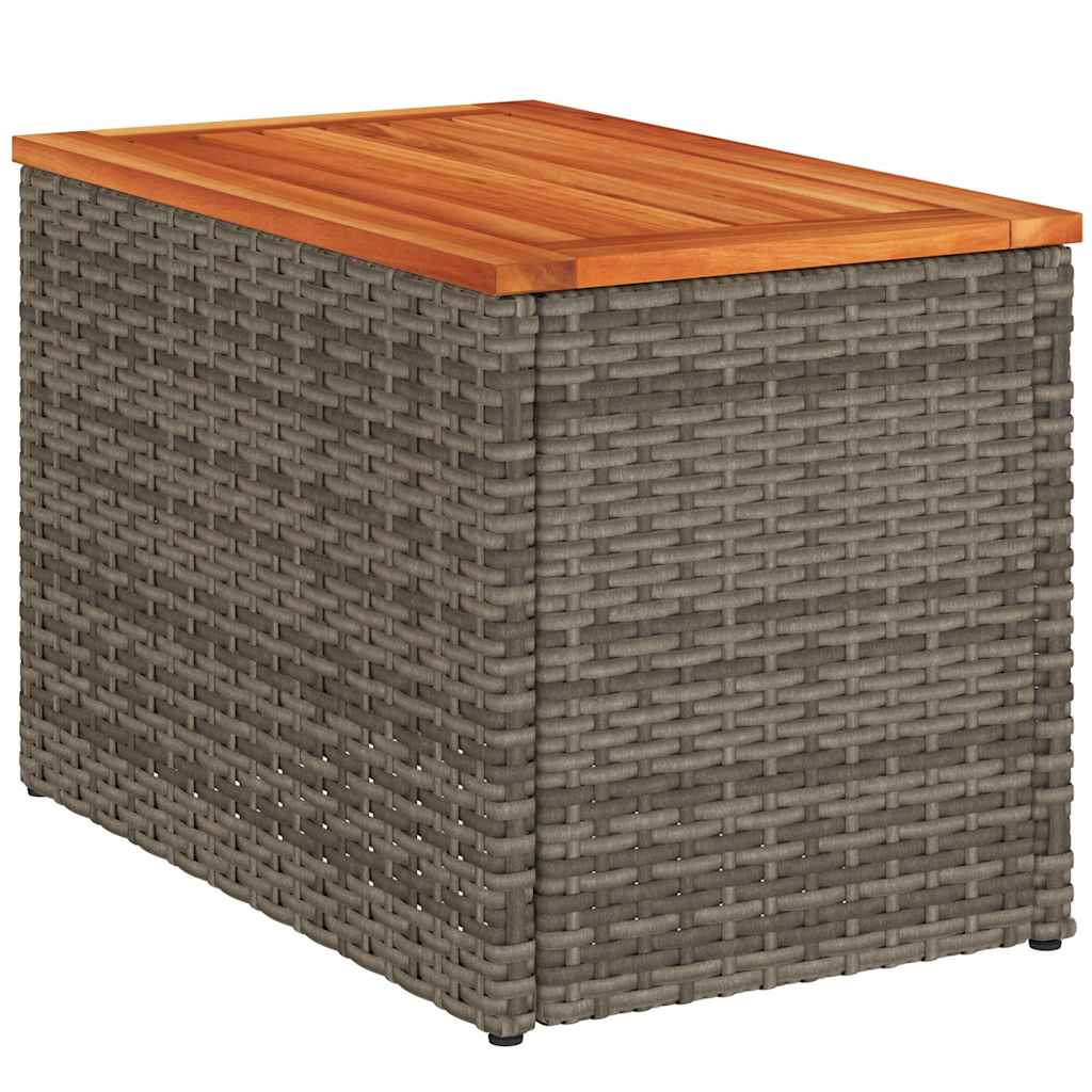 Tavolini Giardino 2pz Grigi 55x34x37 Polyrattan Legno Massello 366131