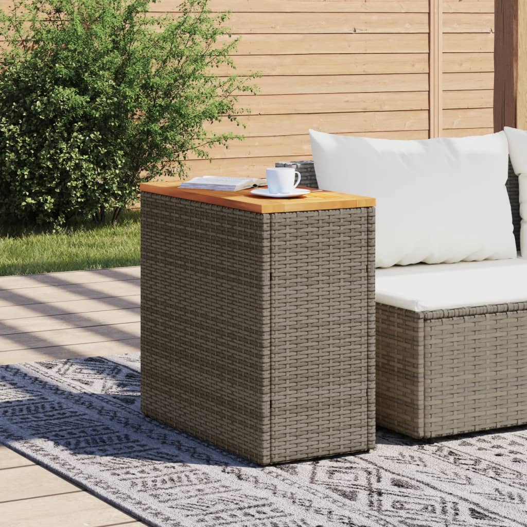 Tavolino Giardino Piano in Legno Grigio 58x27,5x55cm Polyrattan 366134