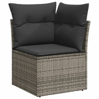 Divano Angolare da Giardino con Cuscini Grigio in Polyrattan 366136