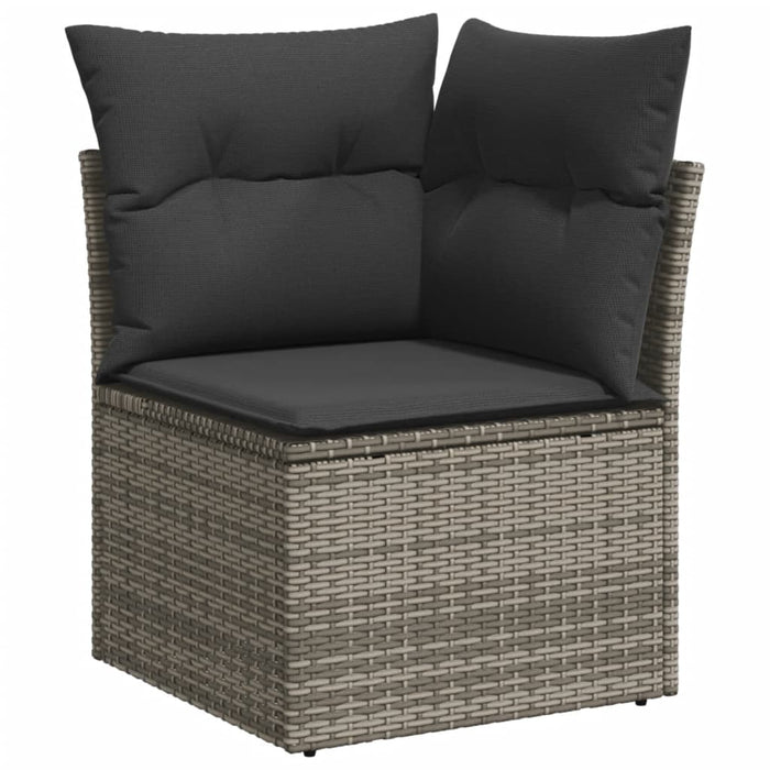 Divano Angolare da Giardino con Cuscini Grigio in Polyrattan 366136