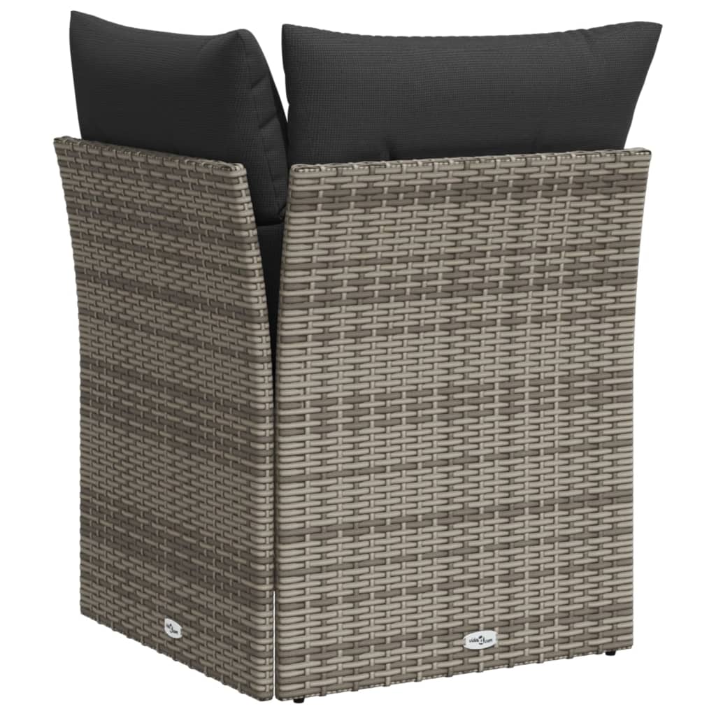 Divano Angolare da Giardino con Cuscini Grigio in Polyrattan 366136