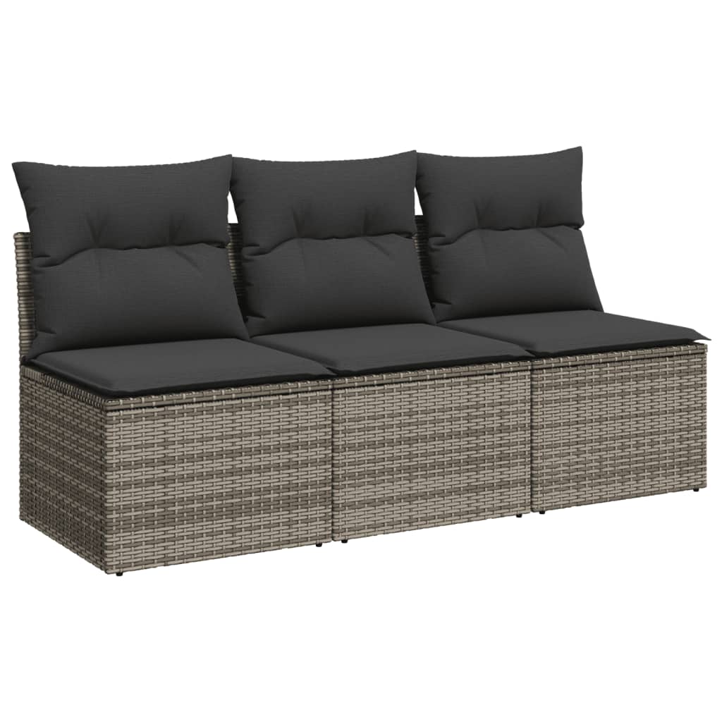 Divano da Giardino con Cuscini 3 Posti Grigio in Polyrattancod mxl 87228