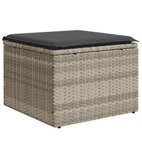 Sgabello Giardino e Cuscino Grigio Chiaro 55x55x37cm Polyrattan 366179