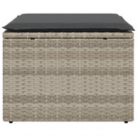 Sgabello Giardino e Cuscino Grigio Chiaro 55x55x37cm Polyrattan 366179