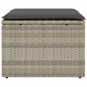 Sgabello Giardino e Cuscino Grigio Chiaro 55x55x37cm Polyrattan 366179