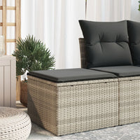 Sgabello Giardino e Cuscino Grigio Chiaro 55x55x37cm Polyrattan 366179