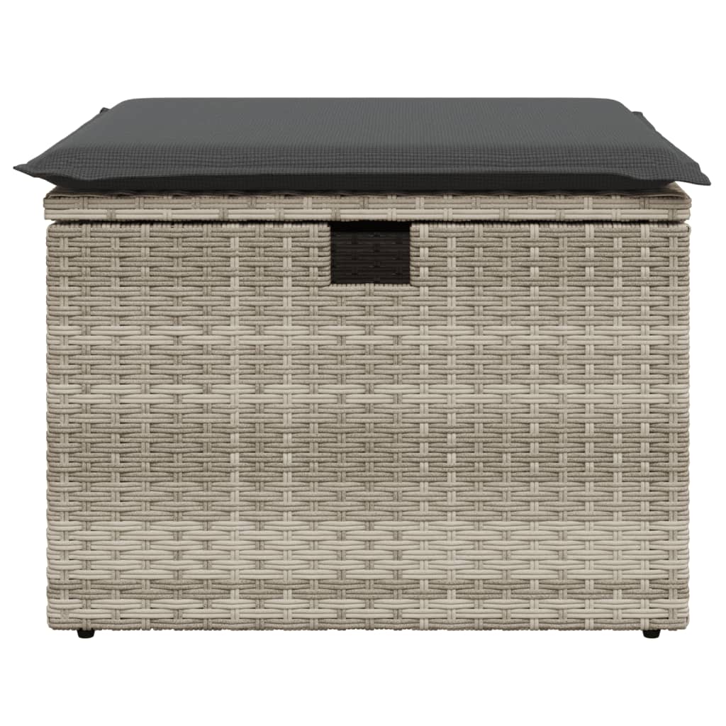 Sgabello Giardino e Cuscino Grigio Chiaro 55x55x37cm Polyrattan 366180