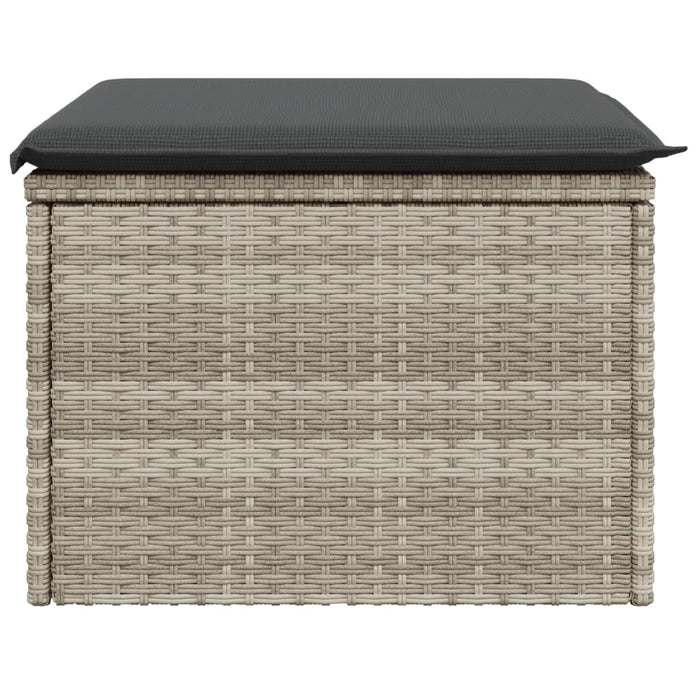 Sgabello Giardino e Cuscino Grigio Chiaro 55x55x37cm Polyrattan 366180