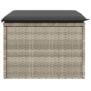 Sgabello Giardino e Cuscino Grigio Chiaro 55x55x37cm Polyrattan 366180