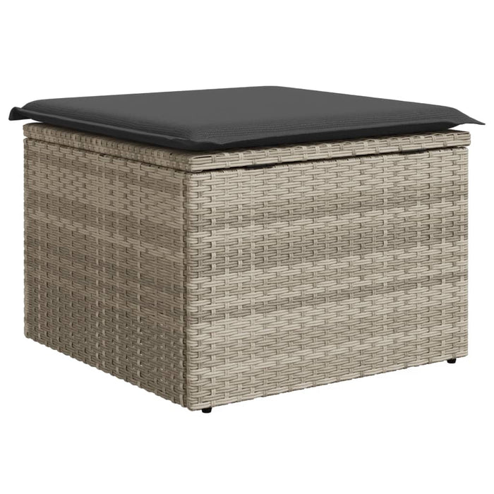 Sgabello Giardino e Cuscino Grigio Chiaro 55x55x37cm Polyrattan 366180