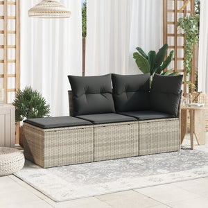 Sgabello Giardino e Cuscino Grigio Chiaro 55x55x37cm Polyrattan 366181