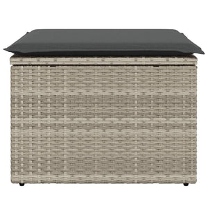 Sgabello Giardino e Cuscino Grigio Chiaro 55x55x37cm Polyrattan 366181