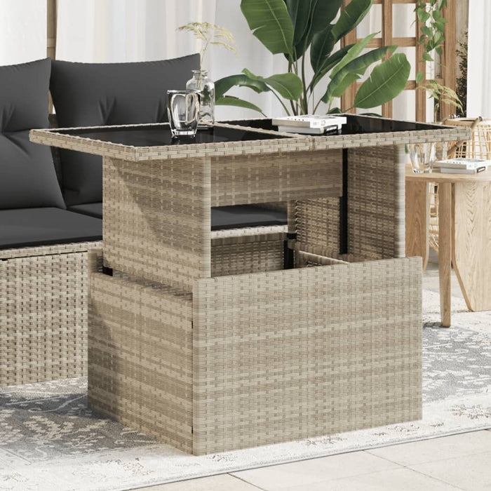 Tavolo Giardino Piano Vetro Grigio Chiaro 100x55x73 Polyrattan 366183