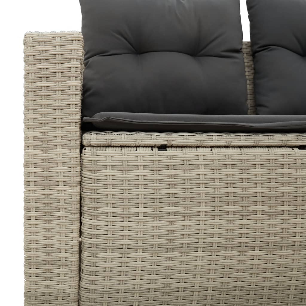 Divano da Giardino con Cuscini 2 Posti Grigio Chiaro Polyrattan 366184