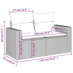 Divano da Giardino con Cuscini 2 Posti Grigio Chiaro Polyrattan 366184