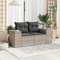 Divano da Giardino con Cuscini 2 Posti Grigio Chiaro Polyrattan 366187