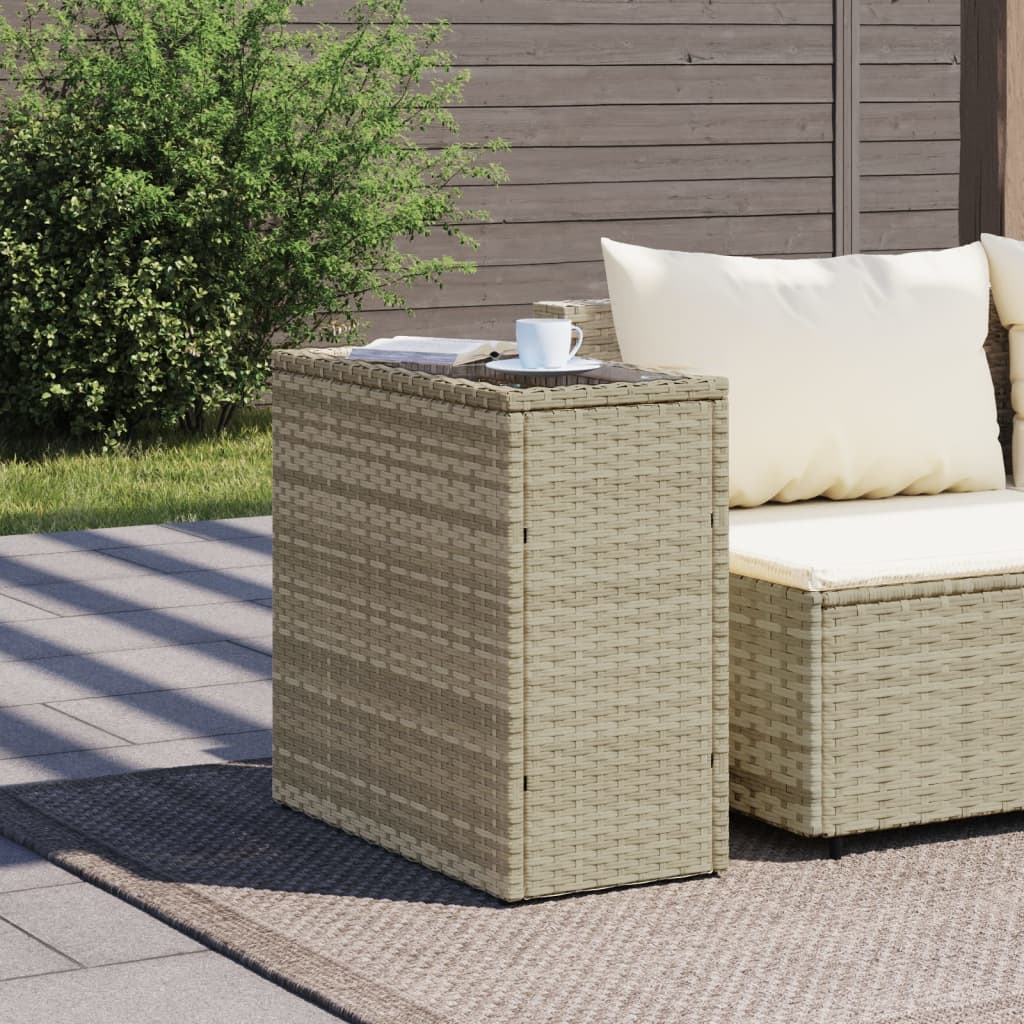 Tavolo Giardino Piano Vetro Grigio Chiaro 58x27,5x55 Polyrattan 366189