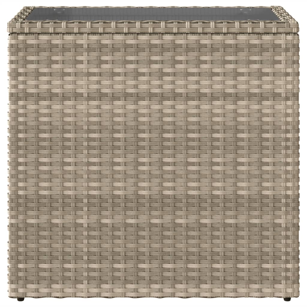 Tavolo Giardino Piano Vetro Grigio Chiaro 58x27,5x55 Polyrattan 366189