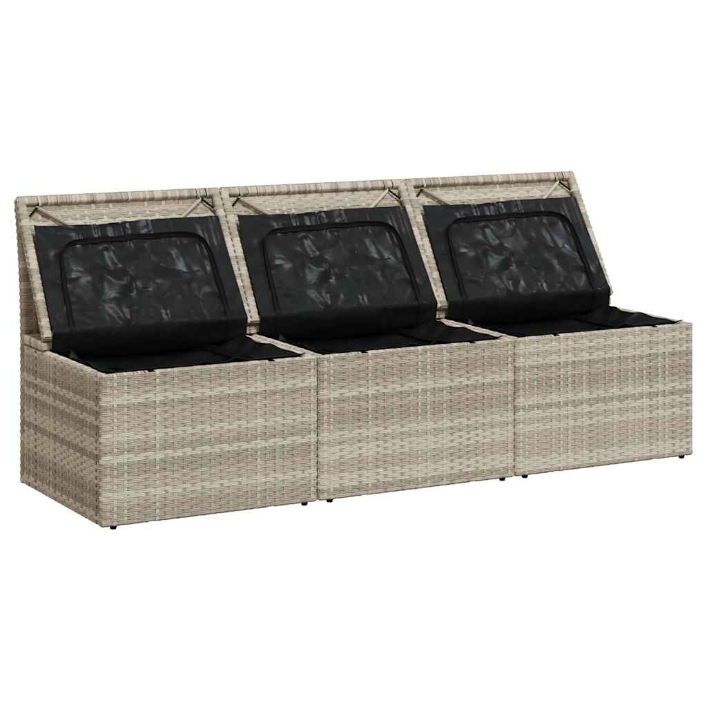 Divano da Giardino con Cuscini 3 Posti Grigio Chiaro Polyrattan 366194