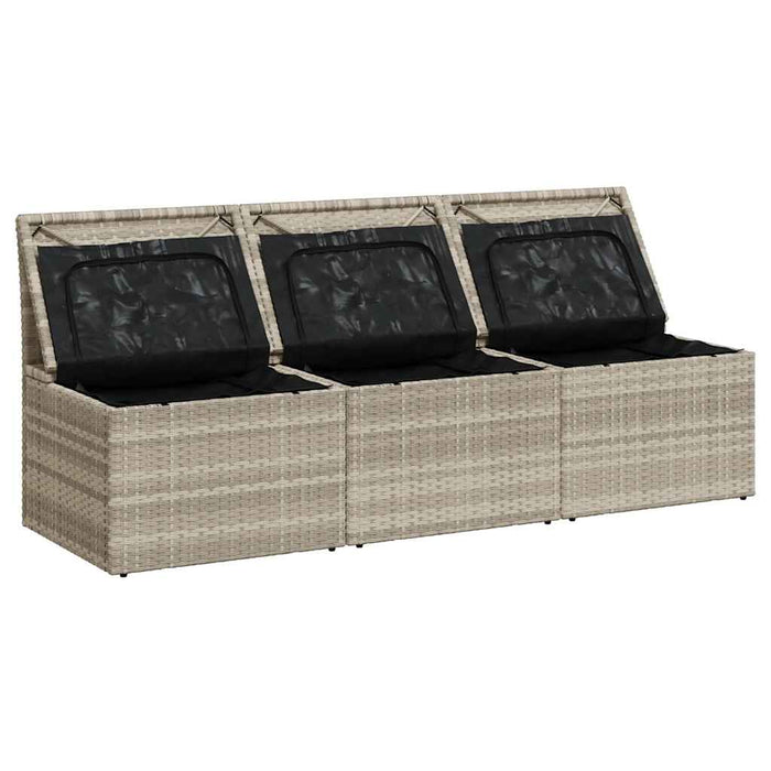 Divano da Giardino con Cuscini 3 Posti Grigio Chiaro Polyrattan 366194