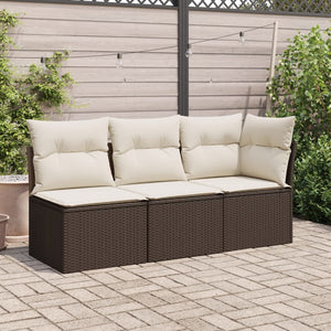 Divano Angolare da Giardino con Cuscini in Polyrattan Marrone 366200