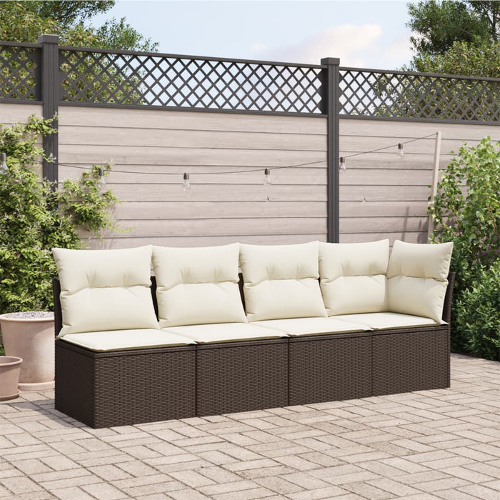 Divano da Giardino a 4 Posti con Cuscini in Polyrattan Marronecod mxl 111726