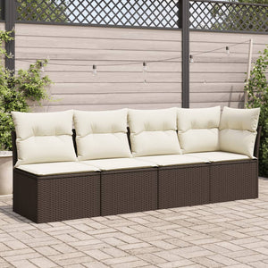 Divano da Giardino a 4 Posti con Cuscini in Polyrattan Marronecod mxl 111726