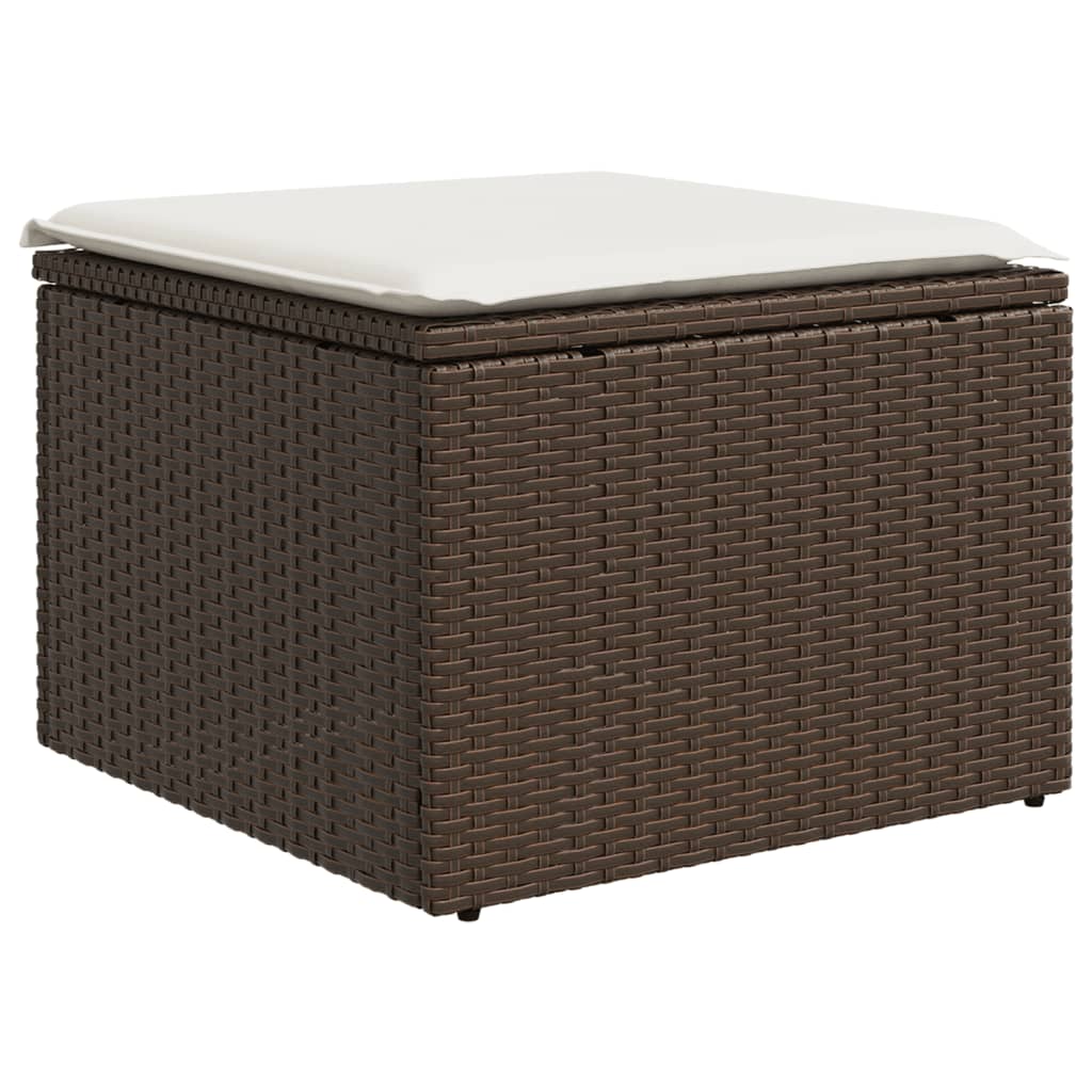 Sgabello Giardino con Cuscino Marrone 55x55x37 cm in Polyrattan 366204