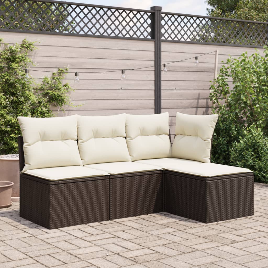 Sgabello Giardino con Cuscino Marrone 55x55x37 cm in Polyrattan 366204