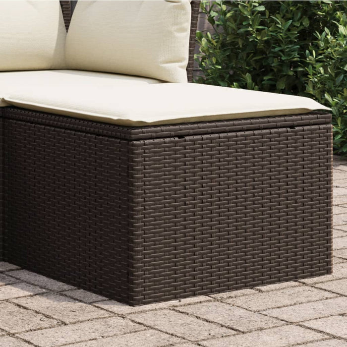 Sgabello Giardino con Cuscino Marrone 55x55x37 cm in Polyrattan 366204