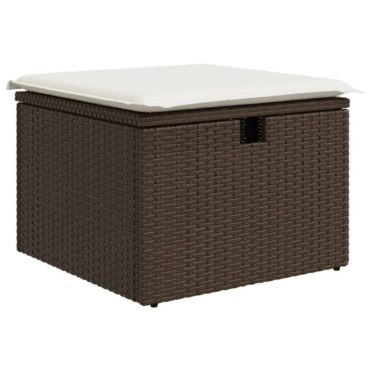 Sgabello Giardino con Cuscino Marrone 55x55x37 cm in Polyrattan 366205