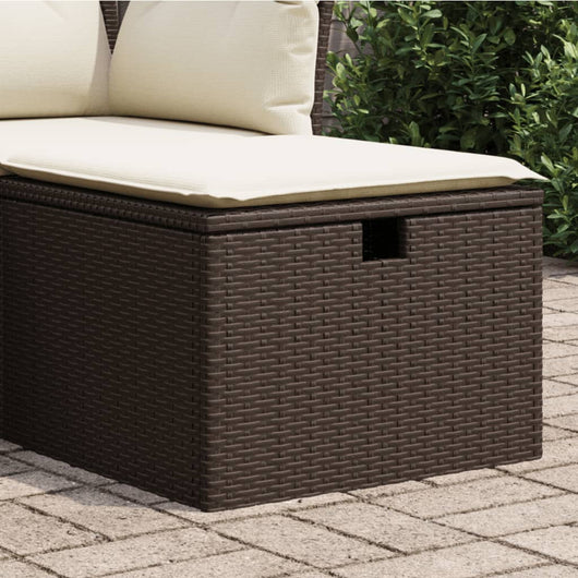 Sgabello Giardino con Cuscino Marrone 55x55x37 cm in Polyrattan 366205