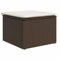 Sgabello Giardino con Cuscino Marrone 55x55x37 cm in Polyrattan 366206