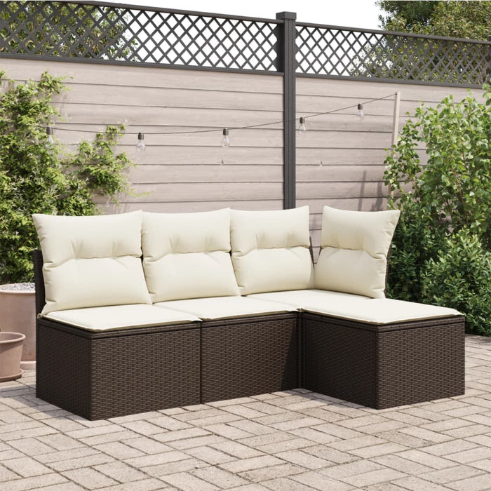 Sgabello Giardino con Cuscino Marrone 55x55x37 cm in Polyrattan 366206