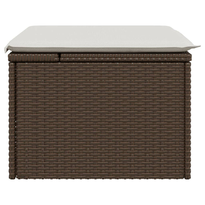 Sgabello Giardino con Cuscino Marrone 55x55x37 cm in Polyrattan 366206