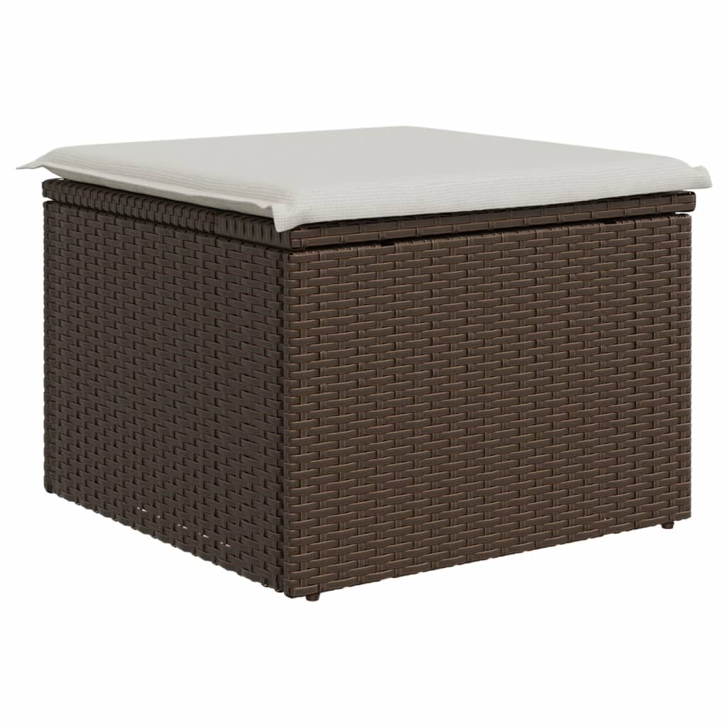 Sgabello Giardino con Cuscino Marrone 55x55x37 cm in Polyrattan 366206